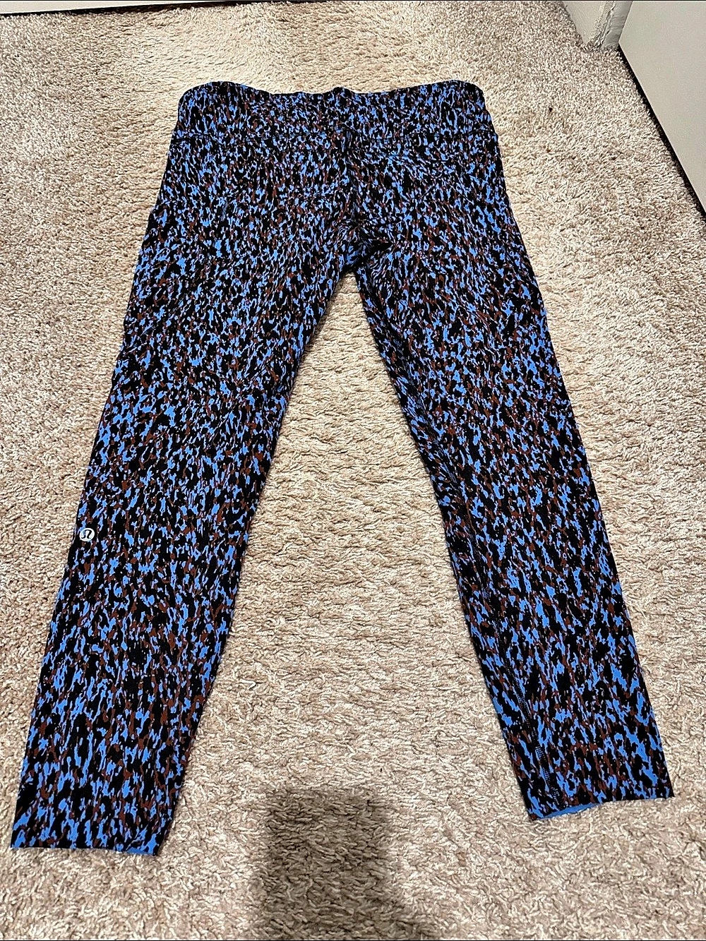 Lululemon Fast and Free High-Rise Tight 25" Blue & Brown Size 12